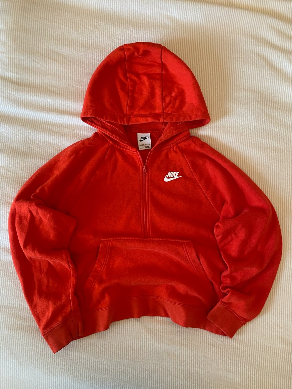 Nike Bright Red Zip-Front Sweatshirt with White Logo